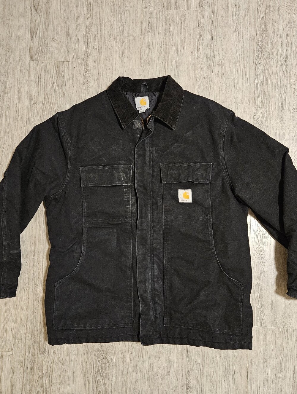 Carhartt Vintage C003 Arctic Traditional Coat Black Large 2012 Distressed